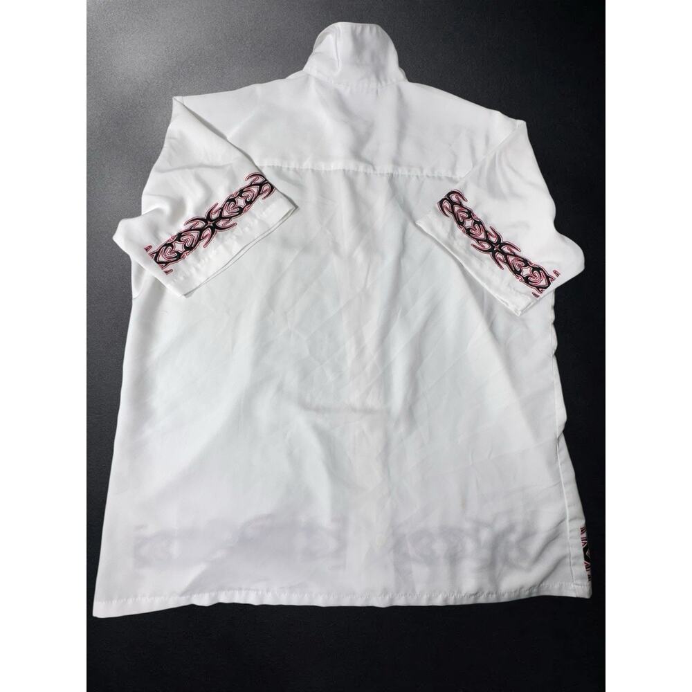 Vintage Y2K Dragonfly Shirt Mens L White Tribal Flame Button Up - Picture 4 of 5